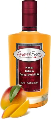 Produktbild von Exotischer Mango Balsam Essig - Spezialität 0,7L mit 40% Fruchtmark vollfruchtig & sehr mild 5% Säure