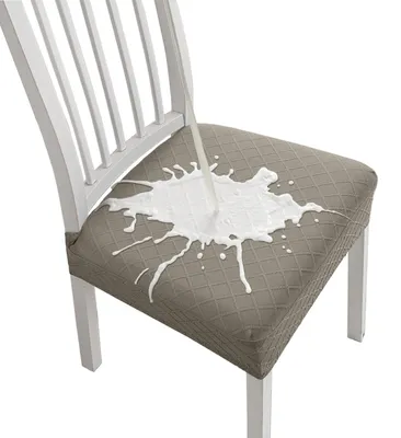 Image de Housses de chaise imperméables pour chaises de salle à manger, couleur taupe (lot de 6)