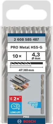 Produktbild von PRO Metal HSS-G Spiralbohrer, 4,3 x 47 x 80 mm, 10-tlg.