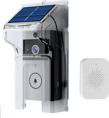 Produktbild von Türklingelkamera, kabelloses Solarladegerät, wasserdicht, Nachtsicht, Smart Home, HD-Türklingel, Zwei-Wege-Gegensprechanlage, Stimme