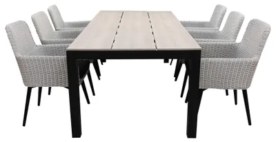 Produktbild von 7-teiliges Gartenset | 6 Pisa Gartenstühle | Limasol Gartentisch | 225 cm