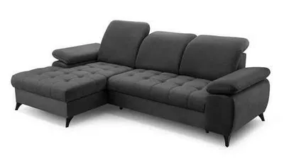 Obrázek produktu pro BEAUTYSOFA Rohová pohovka s funkcí spaní BELLO, otoman vlevo, tvar L, barva: antracit (Whisper18)
