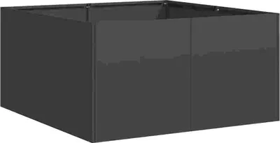 A dark gray planter box is shown from a slightly elevated angle against a white background.