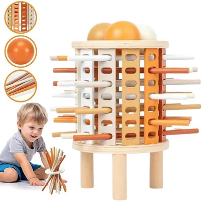 Produktbild von Montessori Spiel Brettspiel 28 Stück Bunte Holzstäbchen Pädagogisches Brettspiel Würfelspiel Mathematik Lernspielzeug ab 3 4 5 6 Jahre
