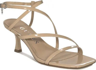 Produktbild von Guess Sandaletten Beige Naturleder 7,5 cm Absatz mit offener quadratischer Spitze und Ferse