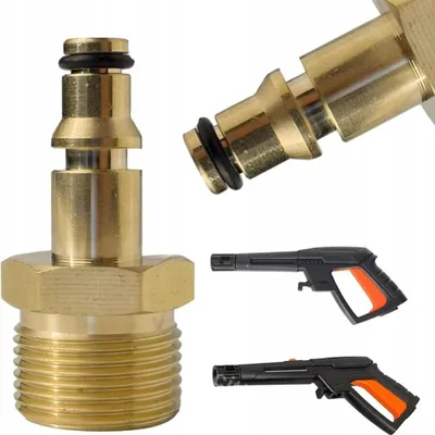 Produktbild von Rosfix Adapter M22 auf Schnellkupplung – Messing, 14 mm Stift | Für Hochdruckreiniger Patriot, Daewoo, Bort, Yili | Dicht & Langlebig