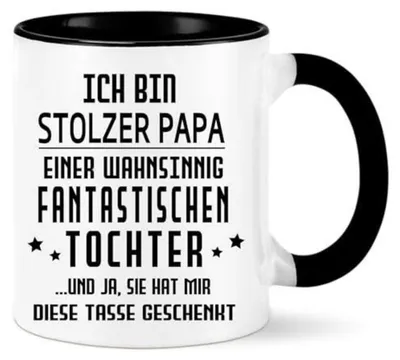 Immagine prodotto di Tazza da caffè "Papà", con la scritta "Sono un papà orgoglioso di una figlia fantastica", capacità 325 ml, colore nero