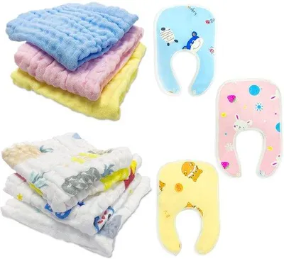Image de Trousse de toilette pour bébé comprenant 6 lingettes hygiéniques et 3 housses, lingettes antibactériennes en coton pour bébés, en tissu doux.