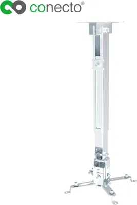 Produktbild von conecto CC50281 Deckenhalterung + Wandhalterung für Beamer, neigbar: -15° bis +15°, schwenkbar: -8° bis 8°, nicht drehbar, Deckenabstand: 430-650mm, Traglast: max. 20,0kg, universeller Montagebereich: 225-316 mm, weiß