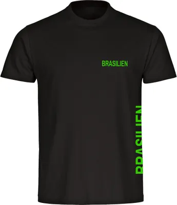 Produktbild von multifanshop Herren T-Shirt - Brasilien - Brust & Seite, schwarz-1, Größe XXL