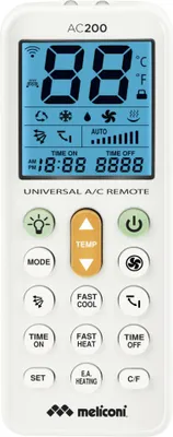Produktbild von Meliconi AC200 Universal-Fernbedienung für Klimaanlagen Weiß mit Tasten