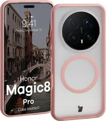 Produktbild von Handyhülle mit Magnetring für Honor Magic8 Pro, Bizon Case MatteO, Getönt-Hellrosa