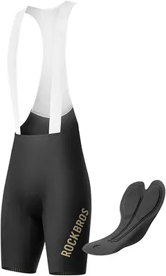 Produktbild von ROCKBROS Herren Trägerhose Fahrradhose Mit Sitzpolster Nahtlos Atmungsaktiv Schnelltrocknend Elastisch Reflektierend Für Sommer Rennrad MTB Schwarz