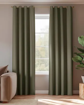 Produktbild von Fertigvorhang HOOMstyle - Blickdicht - Vorhang mit Ösen - 140x270 cm - Grün / Olivgrün