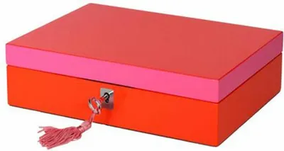 Immagine prodotto di Gift Company Schmuckbox Tang S, Flach, Schmuckkasten, Schmucktruhe, MDF, Rot / Pink, 22 x 16 cm, 1234503003