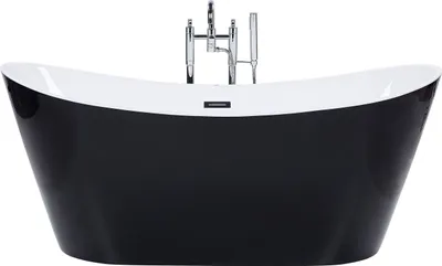 Obrázok produktu pre BELIANI Vaňa čierna a biela akrylátová 150 x 75 cm voľne stojaca pre jednu osobu moderný dizajn kúpeľňa