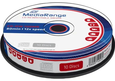 Immagine prodotto di MediaRange MR235 CD-RW Riscrivibili - 700MB/80Min, 12x/mandrino, confezione da 10