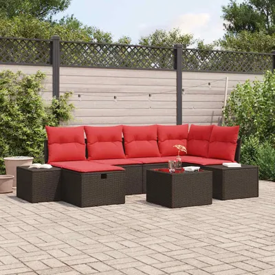 Produktbild von Gartensofa-set mit Kissen 7 pcs Braun Poly-Rattan - Gartenmöbelgarnituren DE280