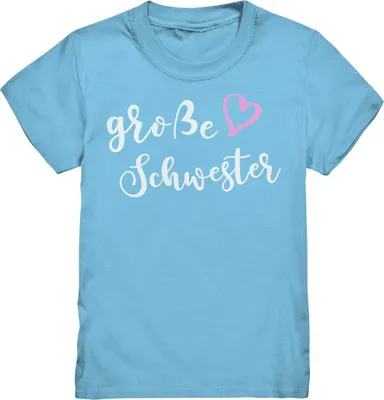 Produktbild von Große Schwester T-Shirt Herz Liebe Große Schwester Geschenk – Sky Blue / 98/104 (3-4)