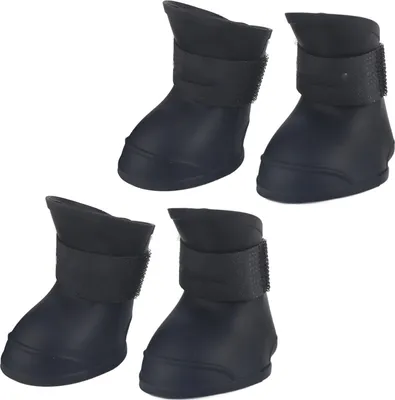 Produktbild von 4pcs Silikon -Hausthund niedliche wasserdichte Stiefel Antislip Schutzregenschuhe (L schwarz)