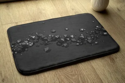 Produktbild von Badteppich Saugfähige - Badezimmer Teppich - Rutschfester Badvorleger Badematte - 75x45 cm - Schwarze Geometrische Abstraktion