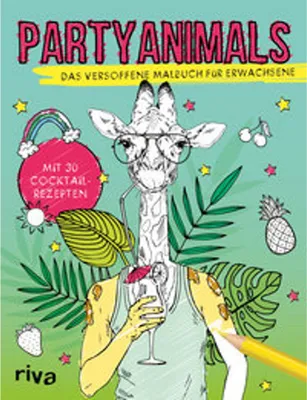 Produktbild von Anti-Stress Malbuch Partyanimals mit 30 Ausmalmotiven und Cocktailrezepten