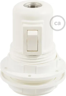 Immagine prodotto di Creative-Cables Kit portalampada E27 in termoplastica con Doppia ghiera per Paralume e Interruttore - Bianco