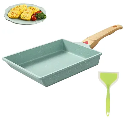 Image de Poêle rectangulaire japonaise pour omelettes, avec spatule en silicone