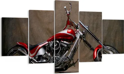 Produktbild von Bild auf Leinwand - Leinwandbild - Motorrad Chrom Räder - 125x70cm - Wand Bild - Wanddeko - Leinwanddruck - Bilder - Kunstdruck - Wanddekoration - Leinwand bilder - Wandkunst - EA125x70-0172