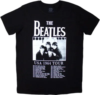 Produktbild von The Beatles - "USA 1964 Tour" T-Shirt für Herren/Damen Uni RO13833 (XL) (Schwarz)