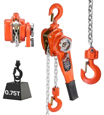 Zdjęcie produktu dla Wciągnik dźwigniowy VEVOR, udźwig 3/4 T, ręczny wciągnik łańcuchowy, skok 3 m, łańcuch ze stopu stali G80 z mechanicznym podwójnym hamulcem zapadkowym, wciągnik zapadkowy z hakami obrotowymi 360°, do magazynu, budowy, garażu