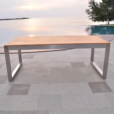 Produktbild von Teako Design Esstisch Baitone Teakholz Edelstahl 180x90x76 cm