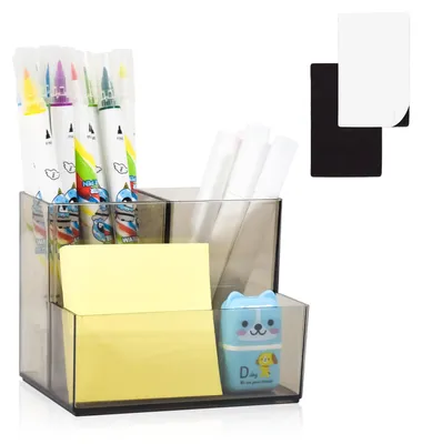 Produktbild von Stiftehalter aus Acryl, transparenter Make-up-Pinselhalter, Schreibtisch-Organizer, Stifteablage, Schrein, Künstlerbedarf, Aufbewahrung mit 2 Magnetquadraten