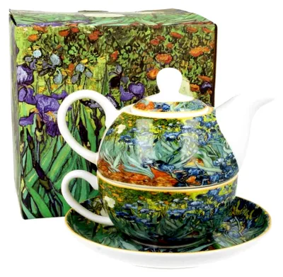 Produktbild von ART GALLERY Tasse mit Teekanne IRISES aus New Bone China Porzellan