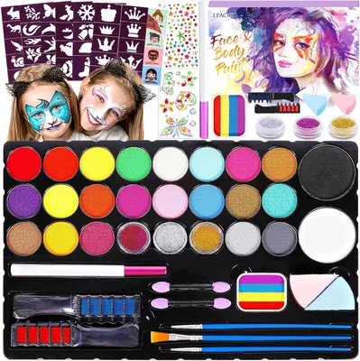 Imagen del producto de Kit de maquillaje para niños, con 27 colores, 60 plantillas, 400 pegatinas de diamantes