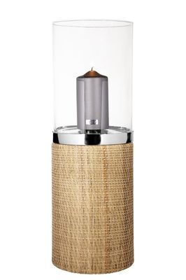Fink Windlicht mit Glas Catania braun, silberfarben Edelstahl , Glas, Rattan Höhe 58 cm