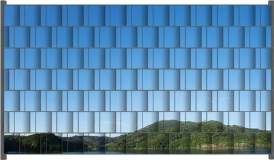 Produktbild von Wallario Zaunsichtschutz mit Motiv Grüne Hügel am Wasser für Ein- und Doppelstabmatten Zäune in der Größe 250 x 140 cm