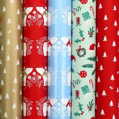 Productafbeelding van Benza - Cadeaupapier - Kerstmis - Inpakpapier voor Kerst - 2 meter x 70 cm - 5 rollen