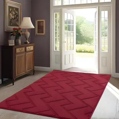 Produktbild von PolkaHome® Innentürmatte, rutschfest, maschinenwaschbar, wasserabsorbierend – 90 x 150 cm, Rot