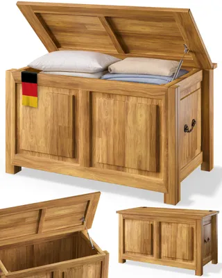 Immagine prodotto di Deuba Cassapanca in Legno 85x44x48cm Vano Contenitore e Coperchio Baule Salvaspazio Pistone a Gas
