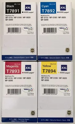 Produktbild von Epson T7891 + T7892 + T7893 + T7894 XXL Tintenpatronen Satz C13T789140 C13T789240 C13T789340 C13T789440 für Workforce Pro WF-5110DW WF-5190DW NEU