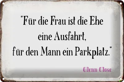Produktbild von Blechschild Spruch 30x20cm für Frau für Mann ist die Ehe