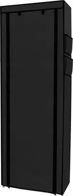 A black fabric wardrobe with side pockets.