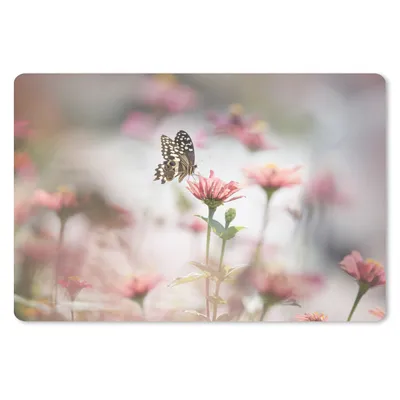 Produktbild von MuchoWow® Mauspad Mousepad Schmetterling - Blume - Rosa 27x18 cm - Mousepads - Maus Mat - Pad - Mausunterlage - Büroartikel - Desk Matten