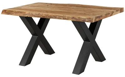 Immagine prodotto di MASSIVMOEBEL24 | FREEFORM 5 tavolo da pranzo in legno di sheesham - sabbiato natur / gambe in ferro X antracite matt 140x90
