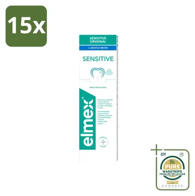 Imagen del producto de 15 tubos de pasta dental Elmex Gentle White - triple protección - 75 ml - pack ahorro - 15 unidades