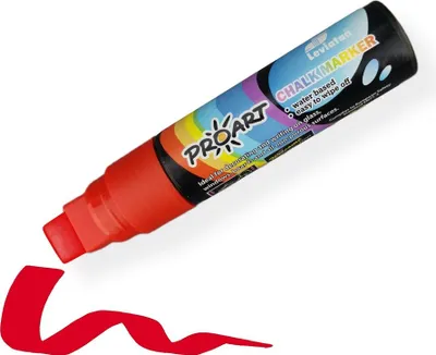 Produktbild von LEVIATAN Kreidestifte Für Tafel Abwaschbar | Kreidestift Trocken & Feucht Abwischbare | Kreidemarker, Chalk Marker | Keilspitze 15mm - Rot