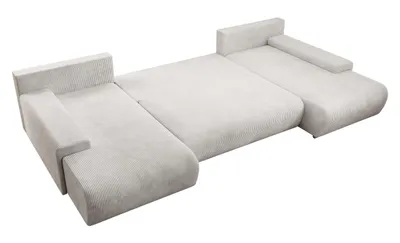 Produktbild von Moebelfest Credo Ecksofa U-Form, mit Schlaffunktion und Bettkasten, U-Form Couch Beige, CORD-Stoff