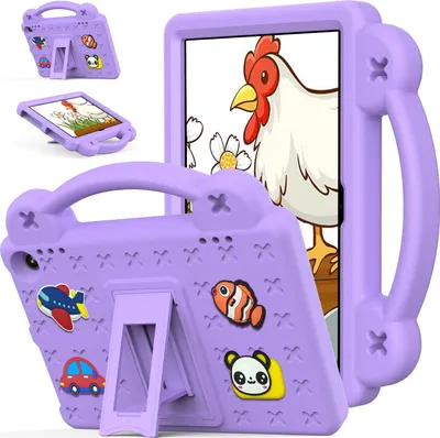 Obrázek produktu pro Ochranné pouzdro pro Fire HD 8 / Fire HD 8 Plus 2024/2022/2020, roztomilé dětské pouzdro, odolné proti nárazům s držadlem a stojánkem Fialová