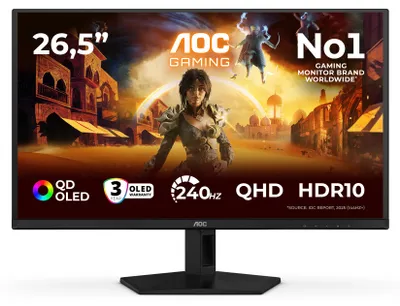 Obrázok produktu pre AOC G4 Q27G41ZDF, 67,3 cm (26.5"), 2560 x 1440 px, Quad HD, QD-OLED, 0,03 ms, Čierna, Červená